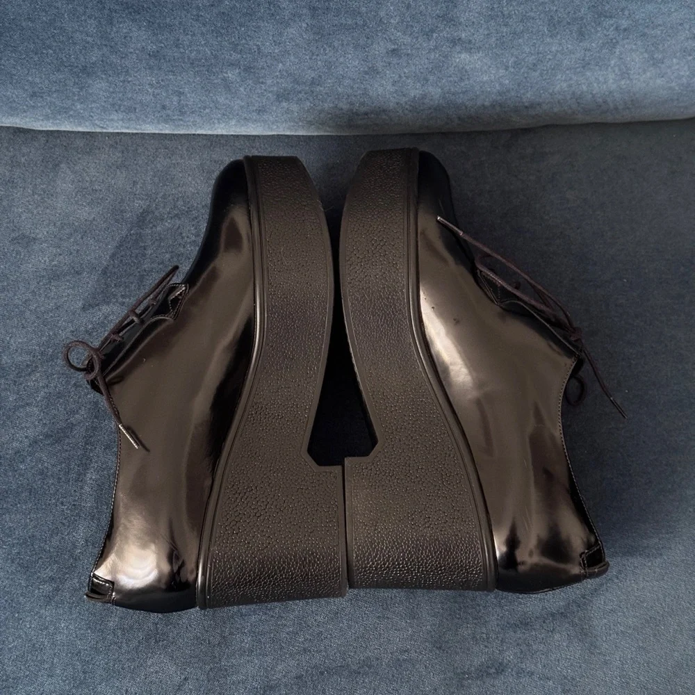 Robert Clergerie‎  Black Patent gloss Leather lace-ups. platform. Size 38D